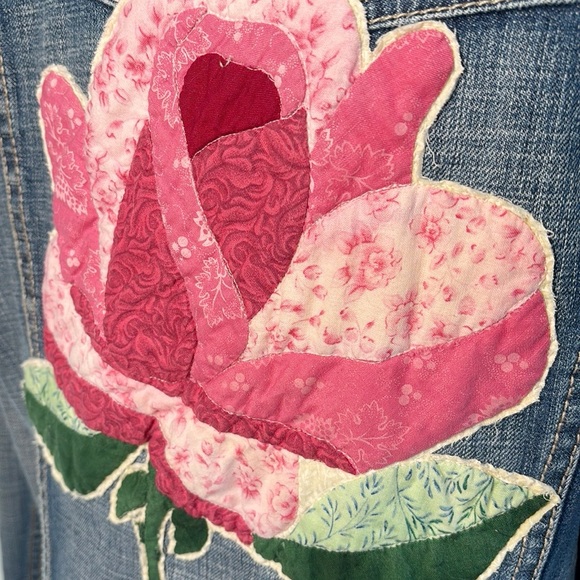 Upcycled ESPRIT Denim Jacket Quilted Rose OOAK - Picture 11 of 13